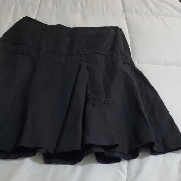 Ralph Lauren Cottagecore  Black Fit and Flare  100% Linen Mini Skirt - Picture 4 of 14